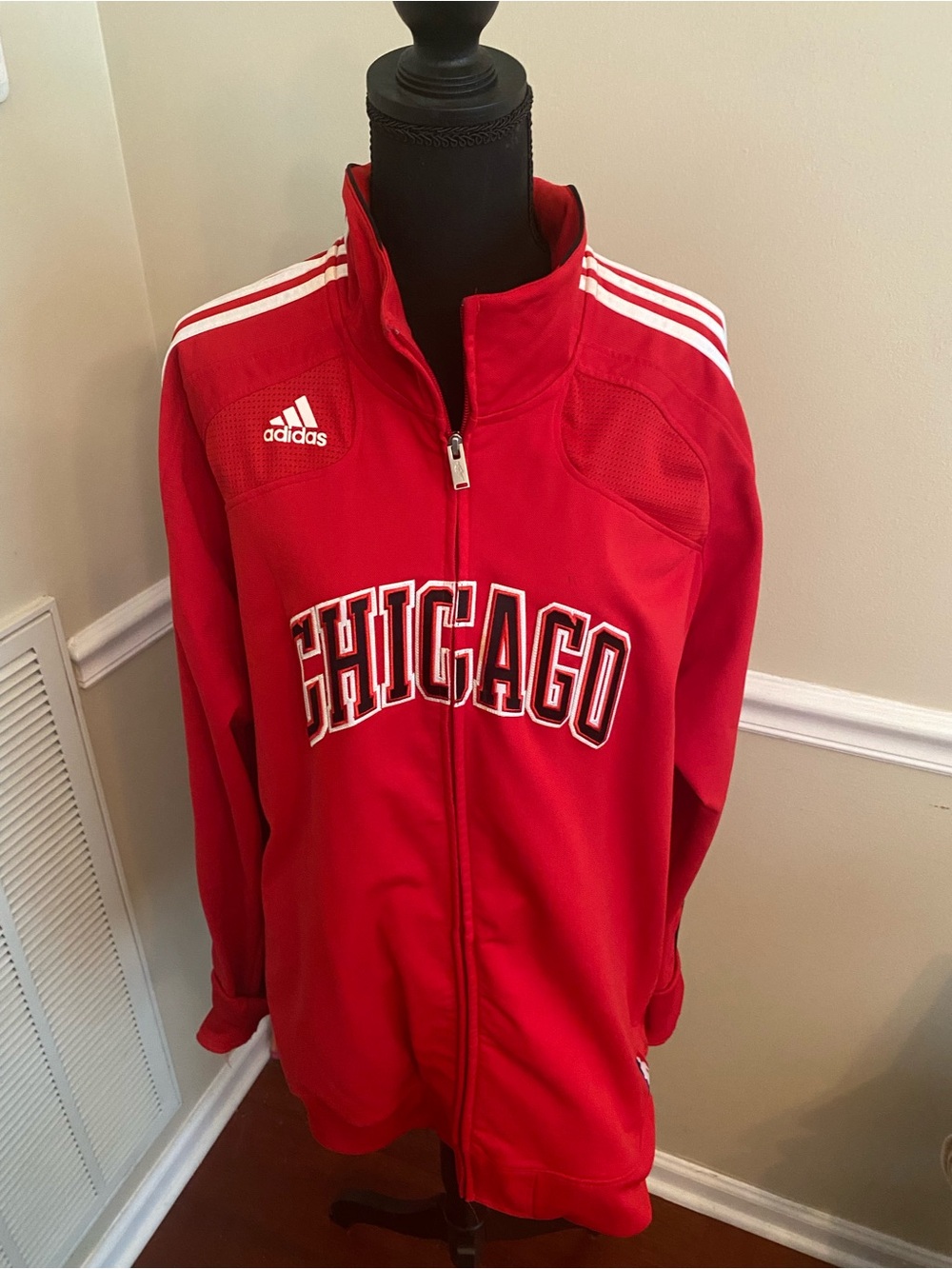 Adidas Red Chicago Bulls  Full-Zip Track Jacket